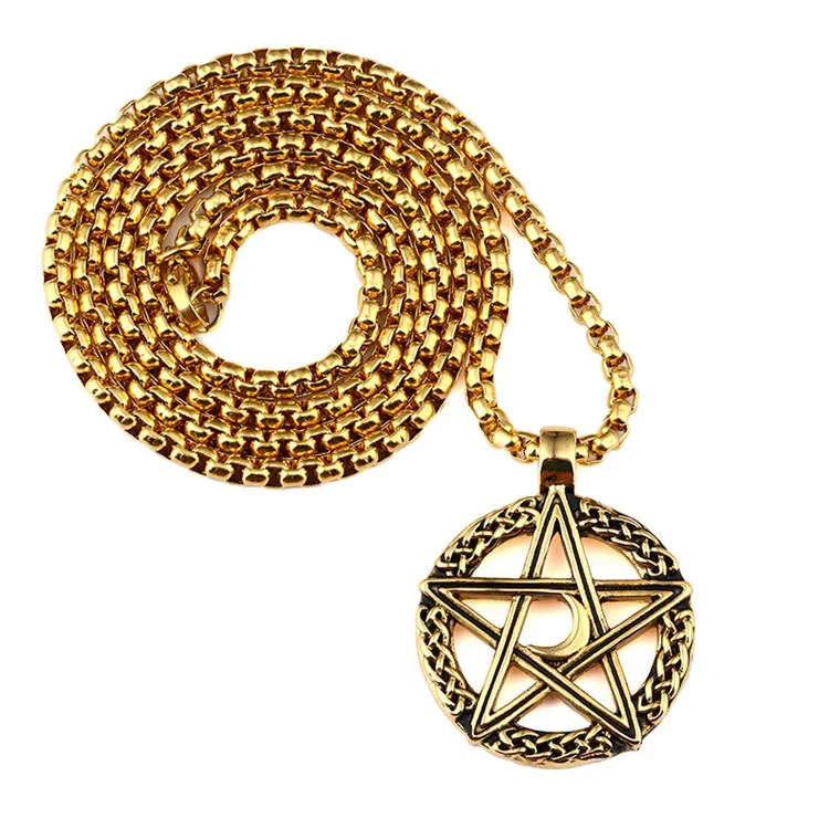 Mens Golden Bling Titanium Steel necklaces pendants Silver plated STARS MOON Charm Chains Hip Hop Women Jewelry | Украшения и