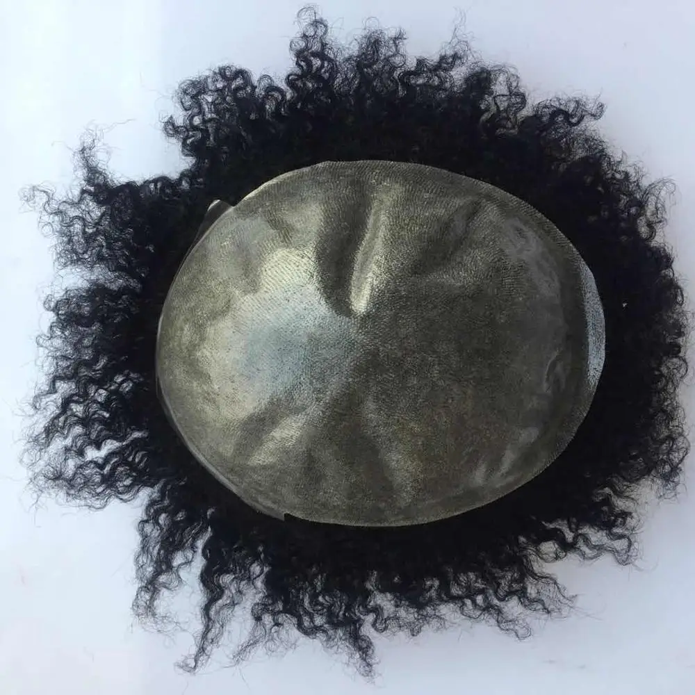 Глубокая кудрявая кружевная фронтальная система для волос мужские волосы из ПУ