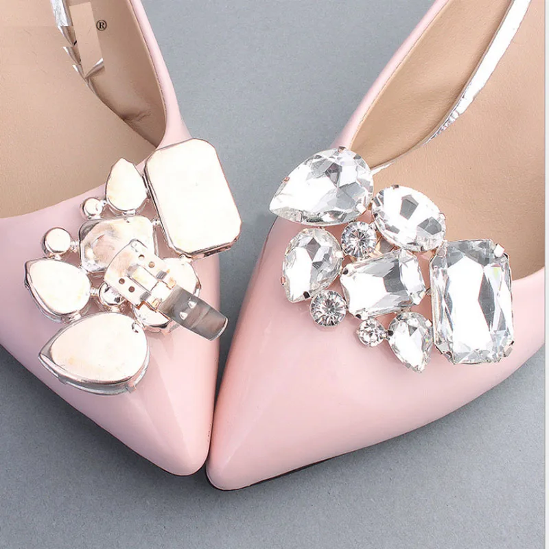 

High Quality Bright White Rhinestone Shoes Decoration Elegant Shoes Buckles For Women's High Heels