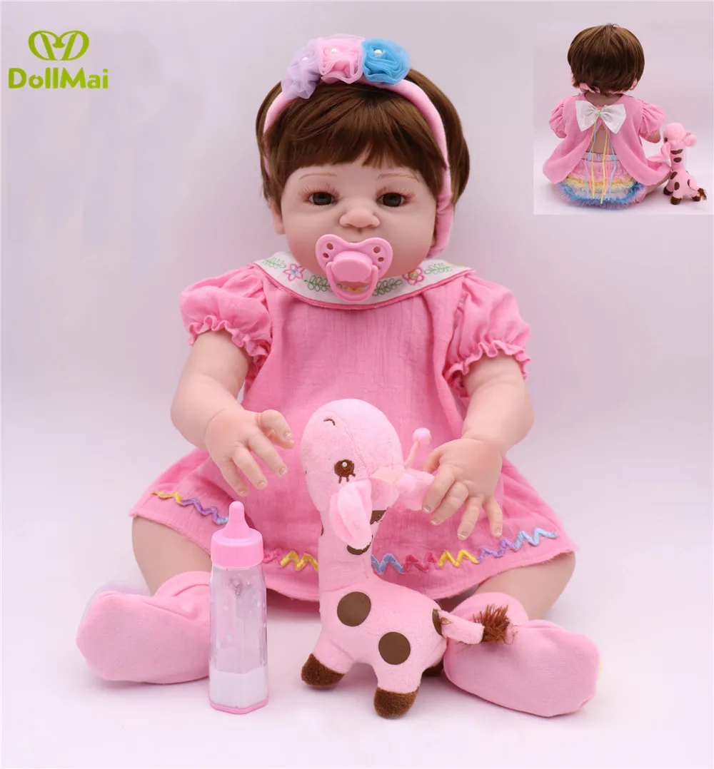 

57cm Reborn dolls full silicone Toys For Children Girls Bonecas 22inch Princess Babies Vinyl Toddler modeling doll Present