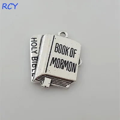 

Top Quality 5 Pieces/lot 27*32mm Letter Printed book of mormon Holy Bible charms inspiration charm for jewelry making