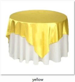 Yellow 1 шт., двойной сшитый край, атласная Скатерть, 145 см X 145 см, скатерть для дома, Рождественская вечеринка, украшение стола, 22 цвета - Цвет: Yellow