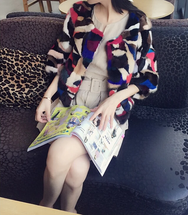 Новое поступление 2019 шуба из натурального меха норки теплое роскошное лоскутное