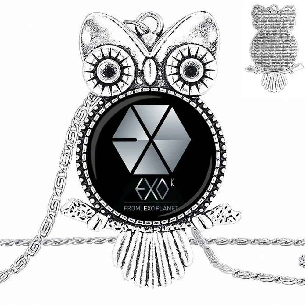 EJ Глянцевая модная звезда EXO бронзовый цвет стеклянный кабошон с кулоном в форме