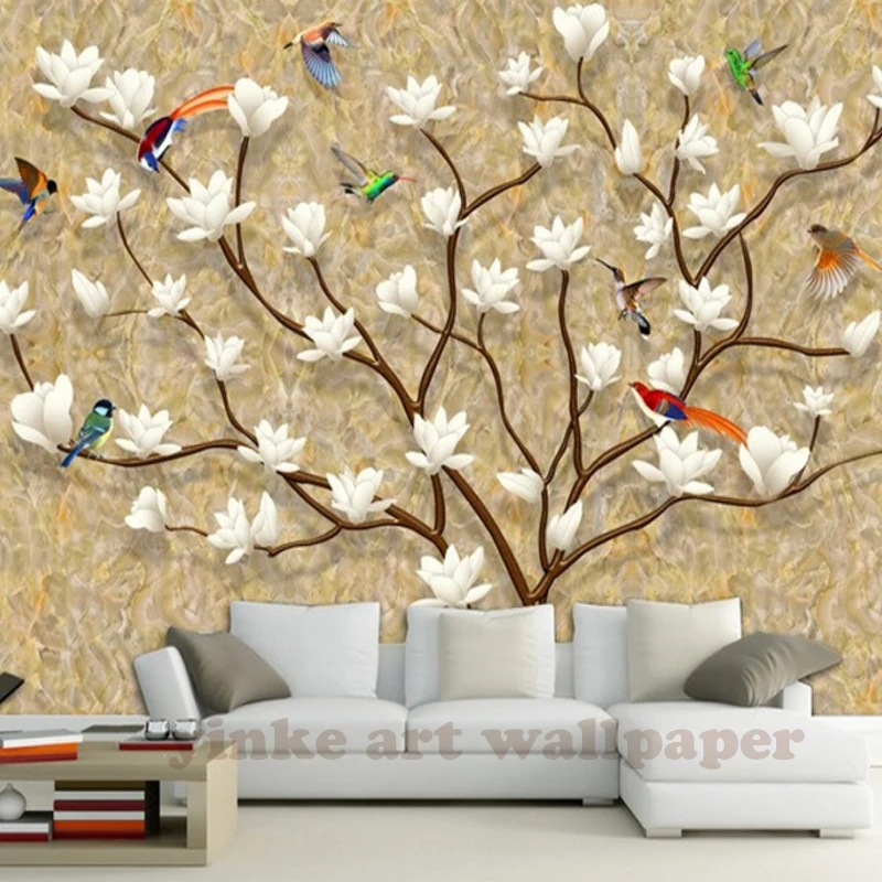 

4d Photo Wallpaper European Style hand painted living tree 3d Mural Hotel Living Room Backdrop Mural Wall Papers 3D Home Decor