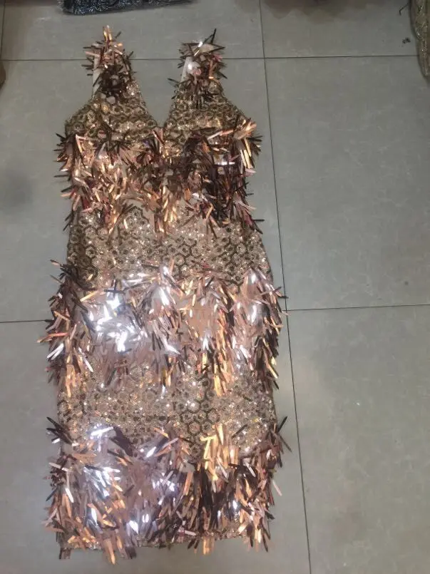 

Top Quality Sexy Women Sequined V-Neck Tank Sleeveless Bodycon Rayon Elegant Simple Dress Evening Party Dress