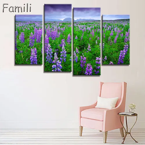 Тёмно-синий Без рамки картины 4 шт. модульная Настенная картина художественная Живопись Розы тюльпаны Печать на холсте картины плакаты гостиная спальня - Цвет: Тёмно-синий