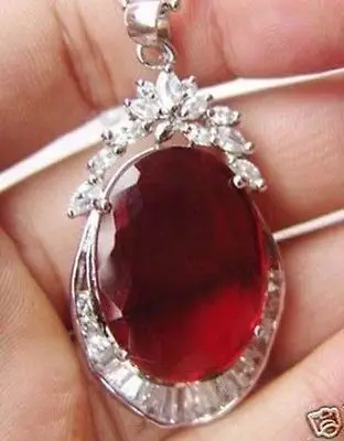 Новинка изысканные красные драгоценные камни кулон и ожерелье + цепочка
