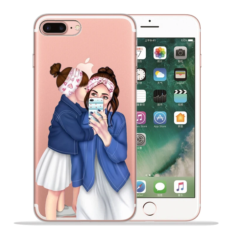 07 Милый модный роскошный чехол для маленьких девочек, чехол для iphone 8, 7, X, XS, Max, XR, 6, 7, 8 Plus, 5S, SE, мягкий прозрачный чехол для телефона Etui - Цвет: 07