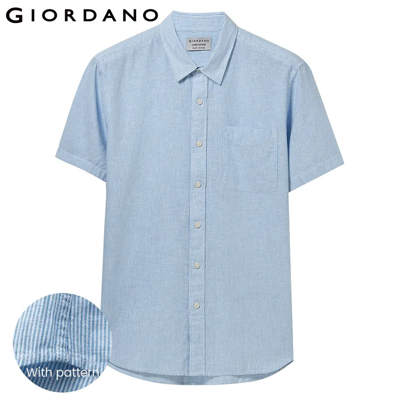 08Blue Giordano Натуральная хлопчатобумажная рубашка с короткими рукавами, имеет несколько цветовых решений и размеров - Цвет: 08Blue