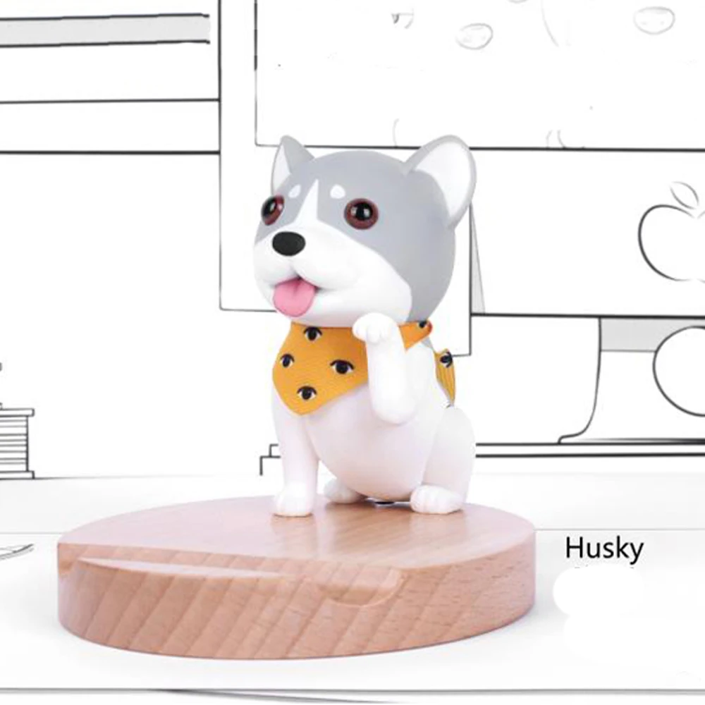 Husky XMXCZKJ мобильный телефон деревянный держатель для часов настольная подставка для Iphone X 8 милая собака бамбуковый смартфон Настольный держатель для планшета - Цвет: Husky