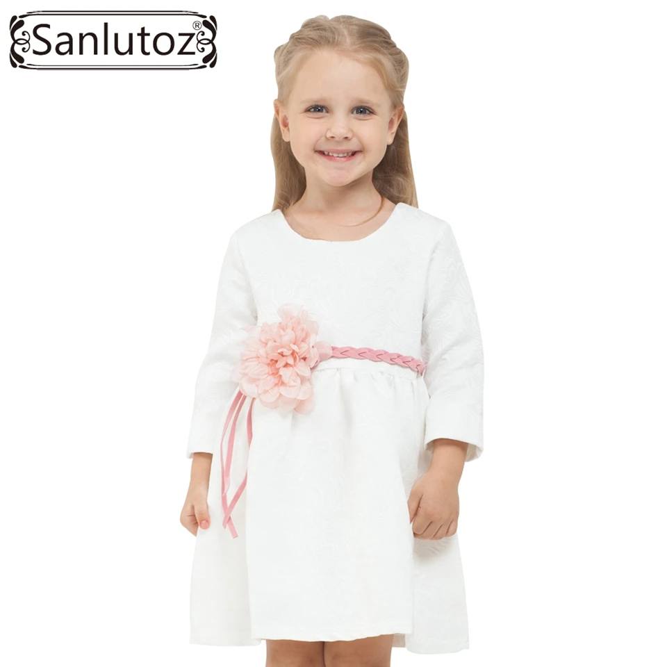 Коллекция 2016 г. одежда для детей зимнее детское платье (с поясом) цветочная