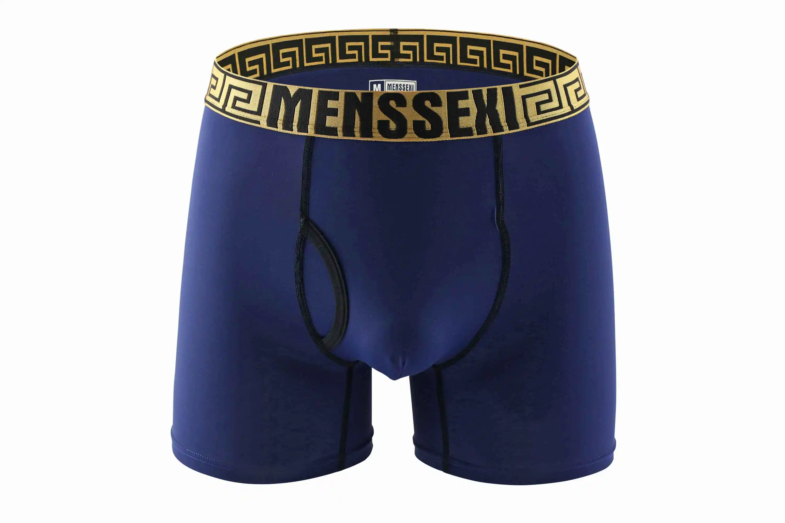 Тёмно-синий Высокое качество MENSSEXI новые длинные трусы нижнее белье нейлон Hombre фитнес мужские спортивные трусы шорты длинные - Цвет: Тёмно-синий
