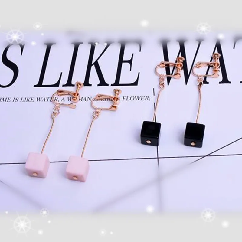 2021 новые милые Квадратные Серьги-Крючки с кристаллами простые клипсы для ушей