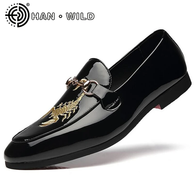 Брендовая деловая Мужская классическая обувь с вышивкой Скорпион модная мужская