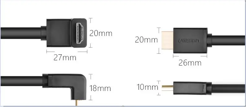 UGreen hdmi кабель 90 градусов угол изгиба skyworth hisense hd кабель для передачи данных телеприставка подключение ТВ 1 м 3