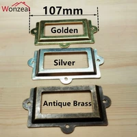 10761mm antique brasssilvergolden vintage metal label pull frame handle file name card holder cabinet drawer box case bin