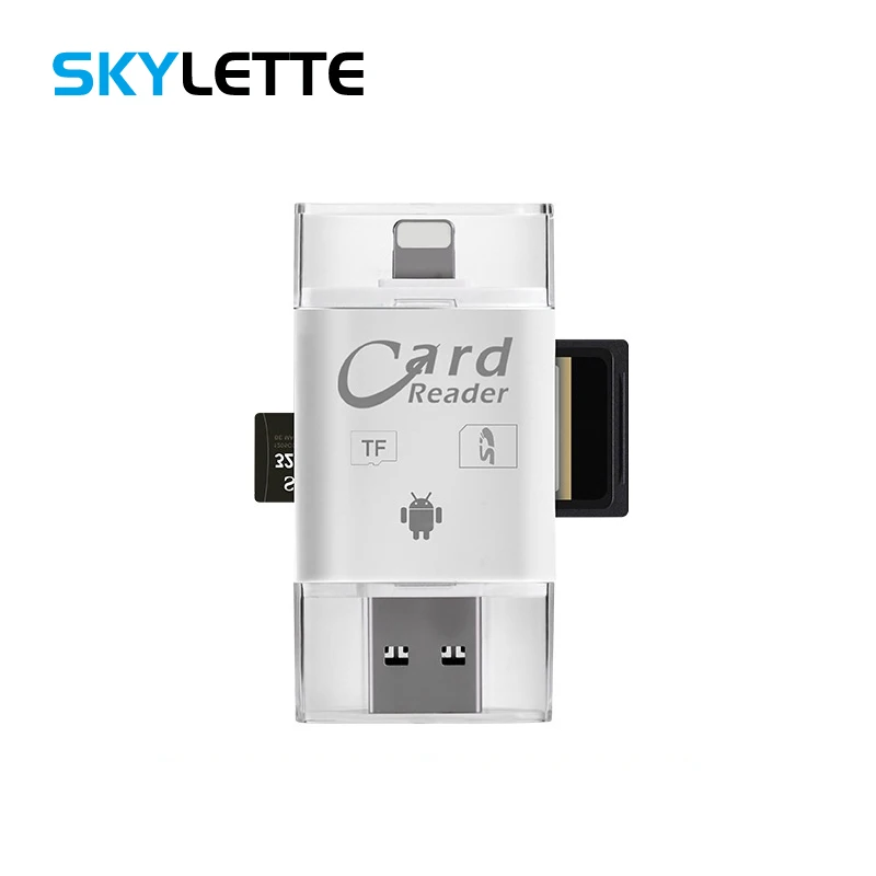3 в 1 SD TF кардридер iOS Micro USB 2,0 Android мульти-система совместимый адаптер портативный считыватель карт для iPhone samsung iPad