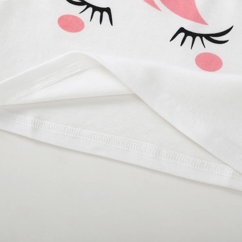 Футболка с рисунком единорога для маленьких девочек От 1 до 6 лет летний топ