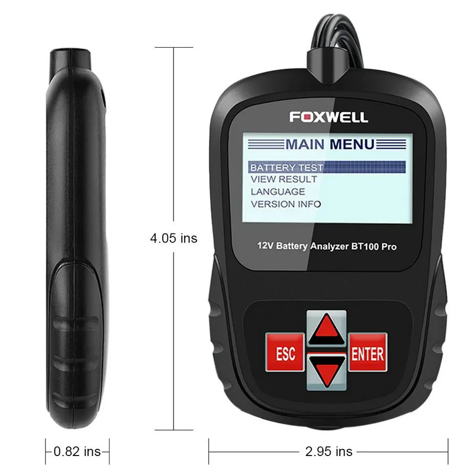 FOXWELL BT100 Pro 12 V автомобиль Батарея тестер для свинцово кислотная лавинно AGM гель 12 вольт Автомобильный цифровой Батарея анализатор 100-1100CCA