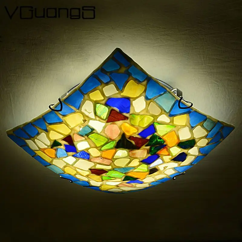 

Mediterranean Sea Blue Shells Square Led Light Exotic Vintage Bedroom Bathroom Ceiling Lamps Handmade Wedding Decor Romantic A81