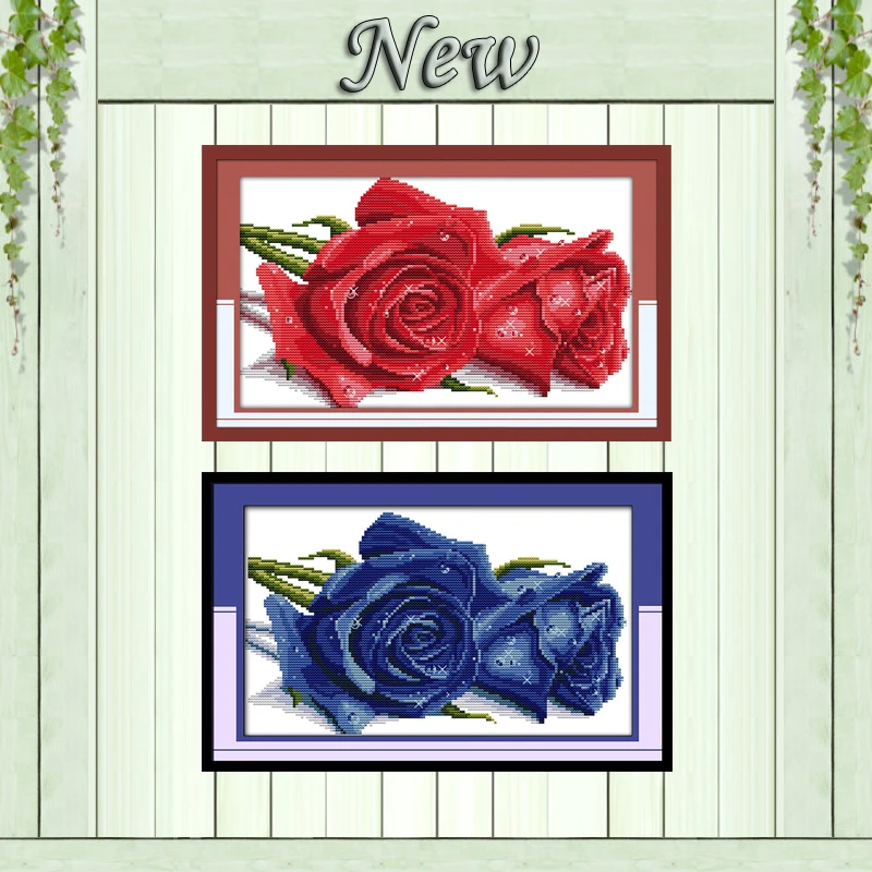 Набор для вышивки крестиком Blue Rose lover beauty DMC 11CT 14CT с принтом в виде цветков|painting carbon