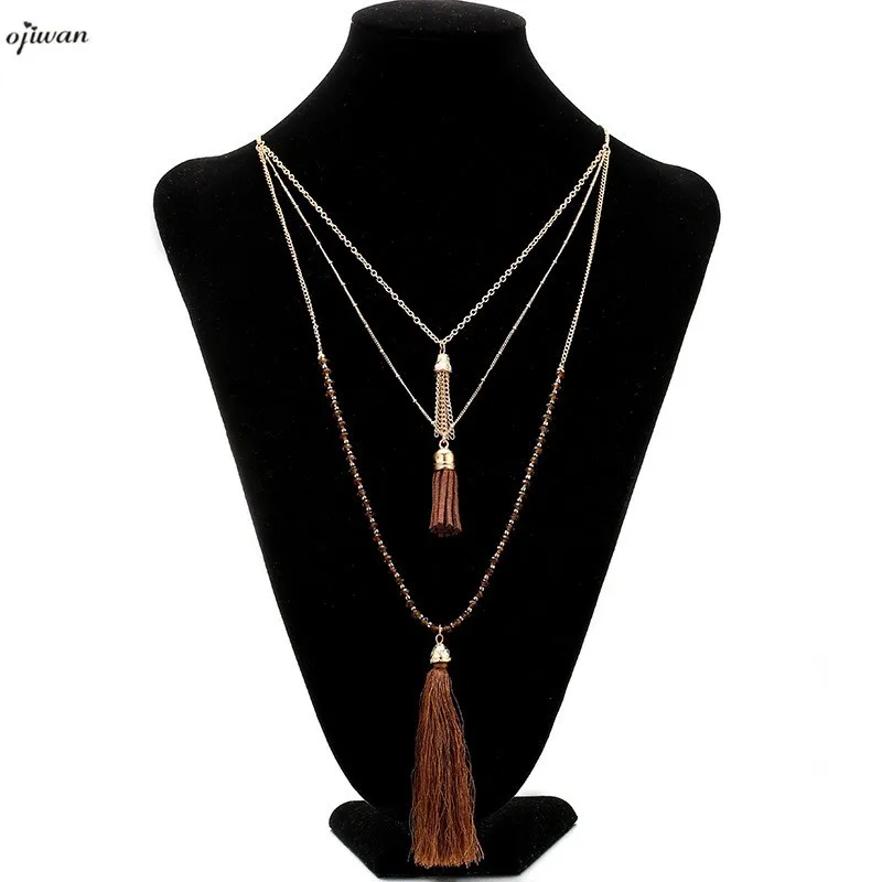 Layered Pendant Necklace With Tassels Multi Strand For Women Jewelry Украшения и аксессуары