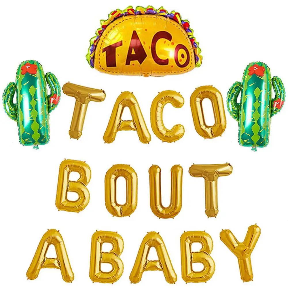 16 шт./лот золотые шары из фольги TACO BOUT A BABY тема Fiesta детский душ украшения для