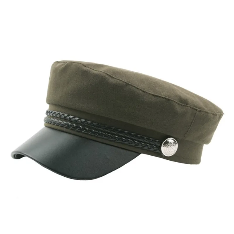 SILOQIN Женские Простые винтажные хлопковые льняные милитари шапки кожаная веревка