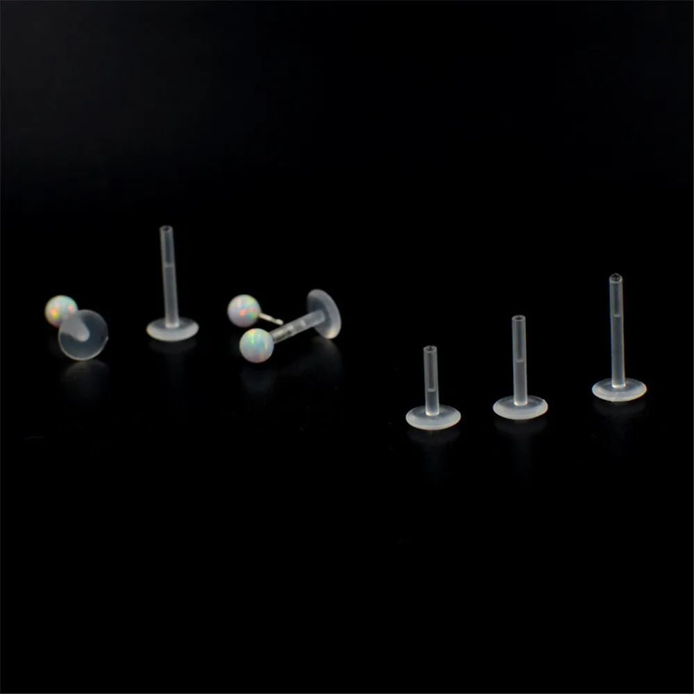 Опал гибкий Bioplast Пресс Fit Labret кольцо хирургическая сталь PTFE ухо траг серьги, Надеваемые На ушной хрящ Сережка для пирсинга губы Украшения для тела 16 г