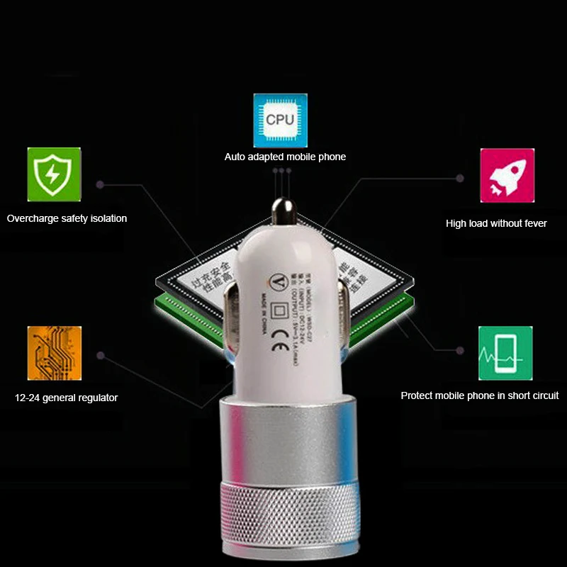 Универсальное автомобильное зарядное устройство с двумя выходами USB 12 24 В