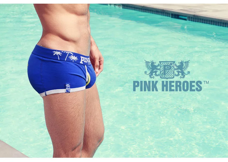 Pink Heroes удобные трусики пляжный отдых, принт с героями мультфильмов, u-образные мужские трусы боксеры, мужское нижнее белье, трусы-боксеры с изображением
