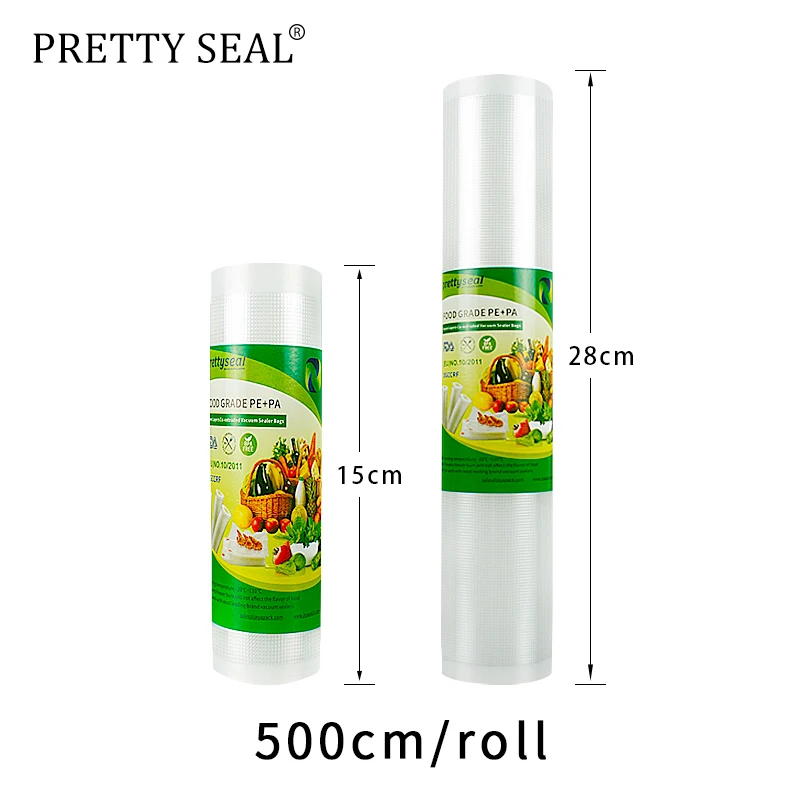 PRETTYSEAL бытовые вакуумные пакеты для еды 15*5 м+ 28*5 м вакуумные пакеты для запечатывающего устройства BPA бесплатно& FDA одобренный набор кошельков utensilio de cozinha