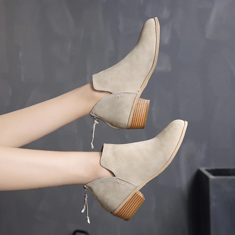 Ботильоны для женщин размера плюс; Zapatos De Mujer; обувь на низком массивном каблуке; женская обувь на резиновой подошве; Bottes Bottines Femmes; Цвет черный, розовый