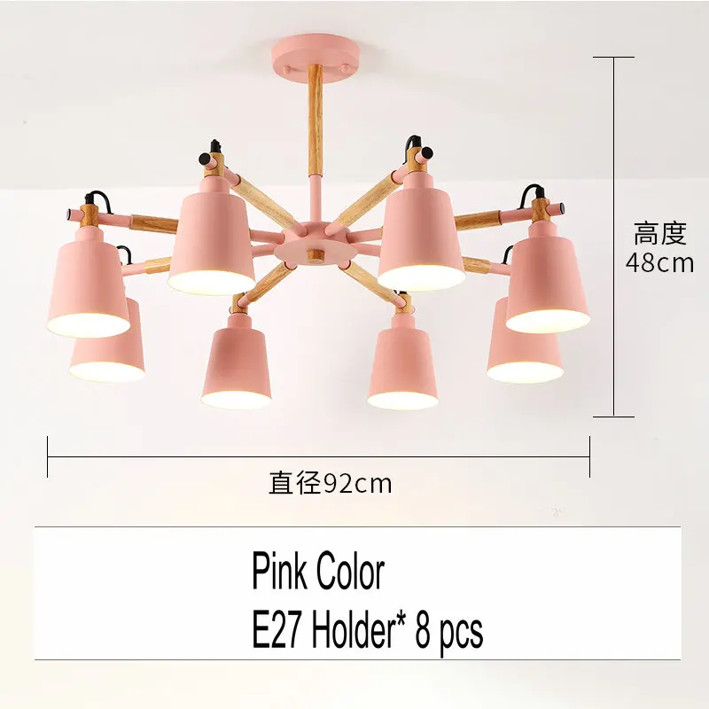 Pink-8 lights Artpad Nordic люстра лампа 3/6/8 светильник s металлический оттенок деревянный подвесной светильник для Спальня Гостиная Обеденная светильник ing светильники - Цвет абажура: Pink-8 lights