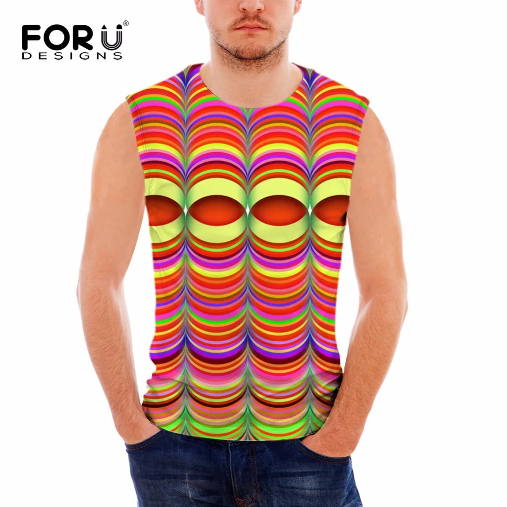 FORUDESIGNS/3D цветные мужские майки с узором пейсли новинка 2017 модный летний топ без