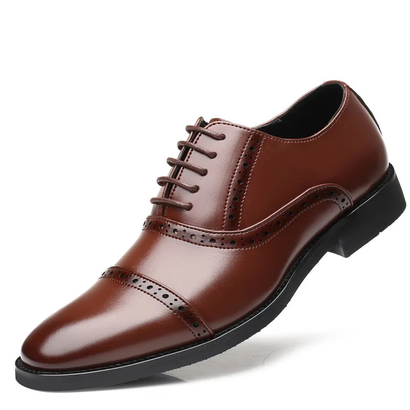 

New Fashion Man Formal Shoes High Quality Breathable PU Leather Personality Men Business Dress Loafers Oxford Wedding Shoes 48