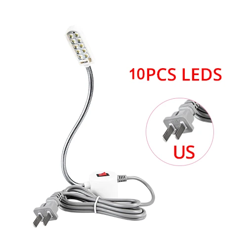 10 LEDs with US EeeToo светодиодный светильник для швейной машины AC 220 В промышленная портативная светодиодная подсветка для швейной машины энергосберегающая Гибкая Рабочая лампа - Цвет: 10 LEDs with US