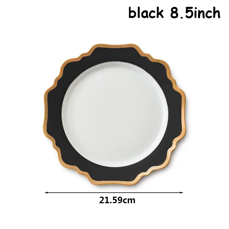 Black-8.5 Набор керамических тарелок Подсолнух, поднос для еды, скандинавские столовые приборы, тарелка для десерта, хлеба, свадебный подарок, Сервировочные блюда для тортов, тарелка 1 шт - Цвет: Black-8.5