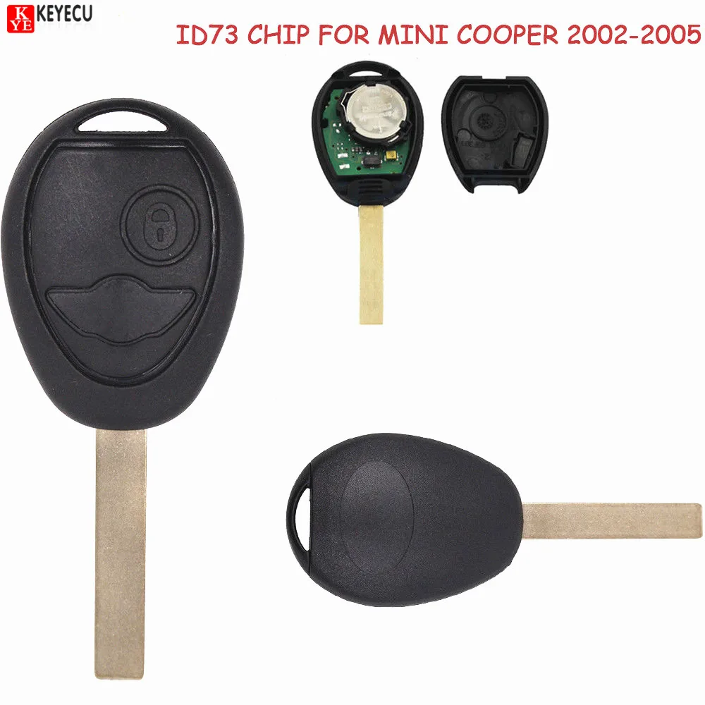 2-кнопочный дистанционный ключ KEYECU 433 МГц ID73 чип для BMW Mini Cooper 2002-2005 с кодом |