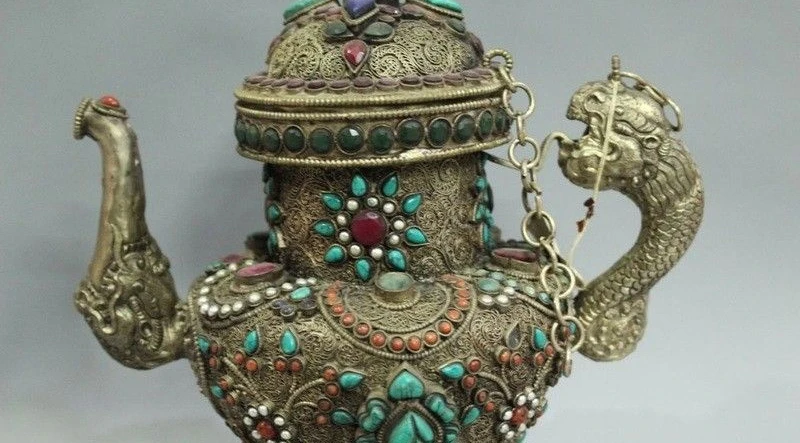 10 &quotнепальский буддизм Серебряная бирюза коралловый драгоценный камень