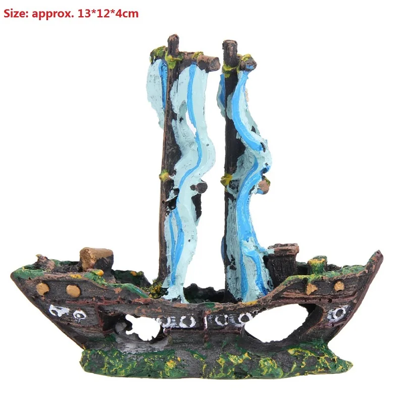 13 x 12 x 4 cm Смола дома аквариумное украшение развалины затонувший корабль аквариум орнамент парусное судно крушение рыбный бак украшение аквариума - Цвет: 13 x 12 x 4 cm