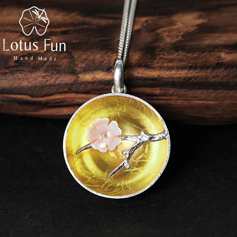 Lotus Fun, настоящее 925 пробы, серебро, натуральная оболочка, ручная работа, хорошее ювелирное изделие, аромат Wintersweet, подвеска без ожерелья для женщин