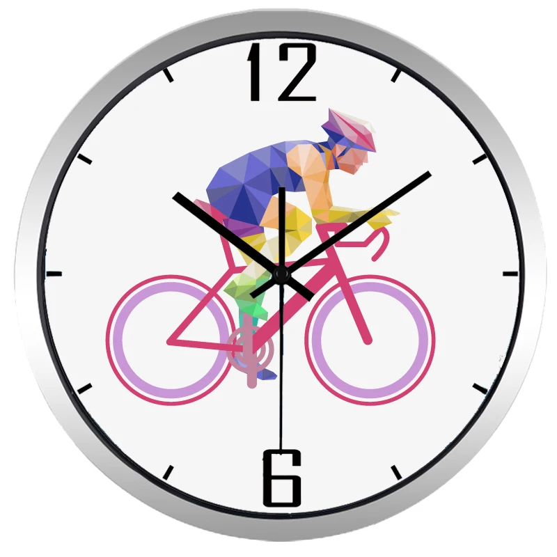 Велосипедисты Спорт Новый немой бренд дизайн настенные часы прочный круг