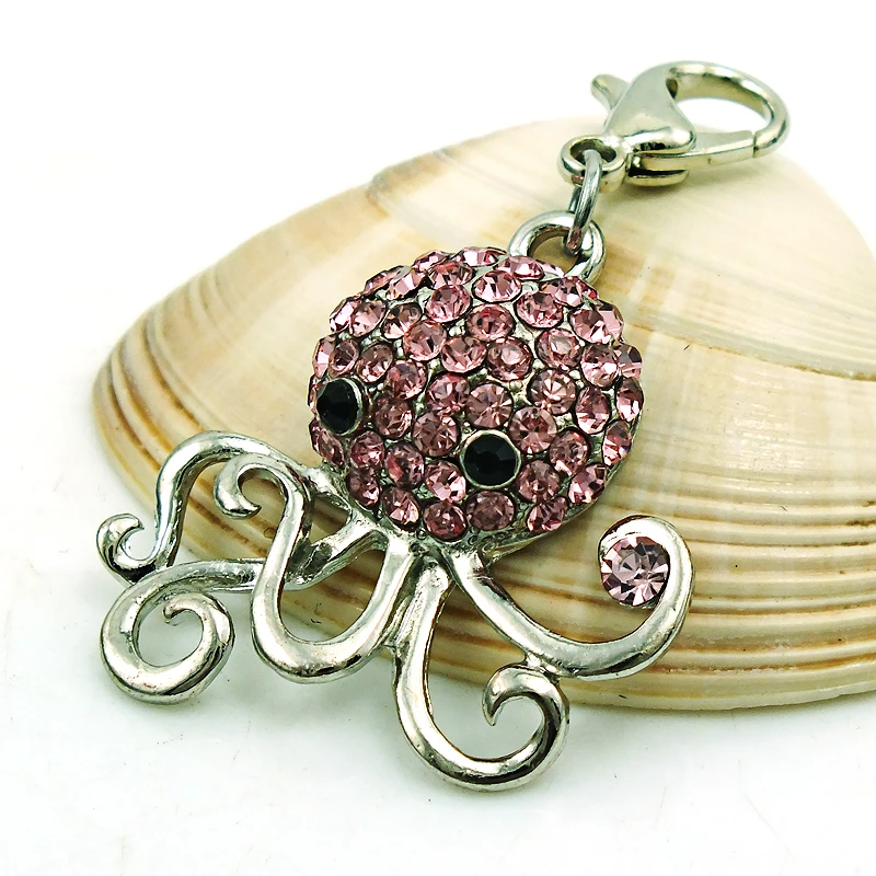JINGLANG Модные Серебристые амулеты в виде животных с застежкой лобстером розовые