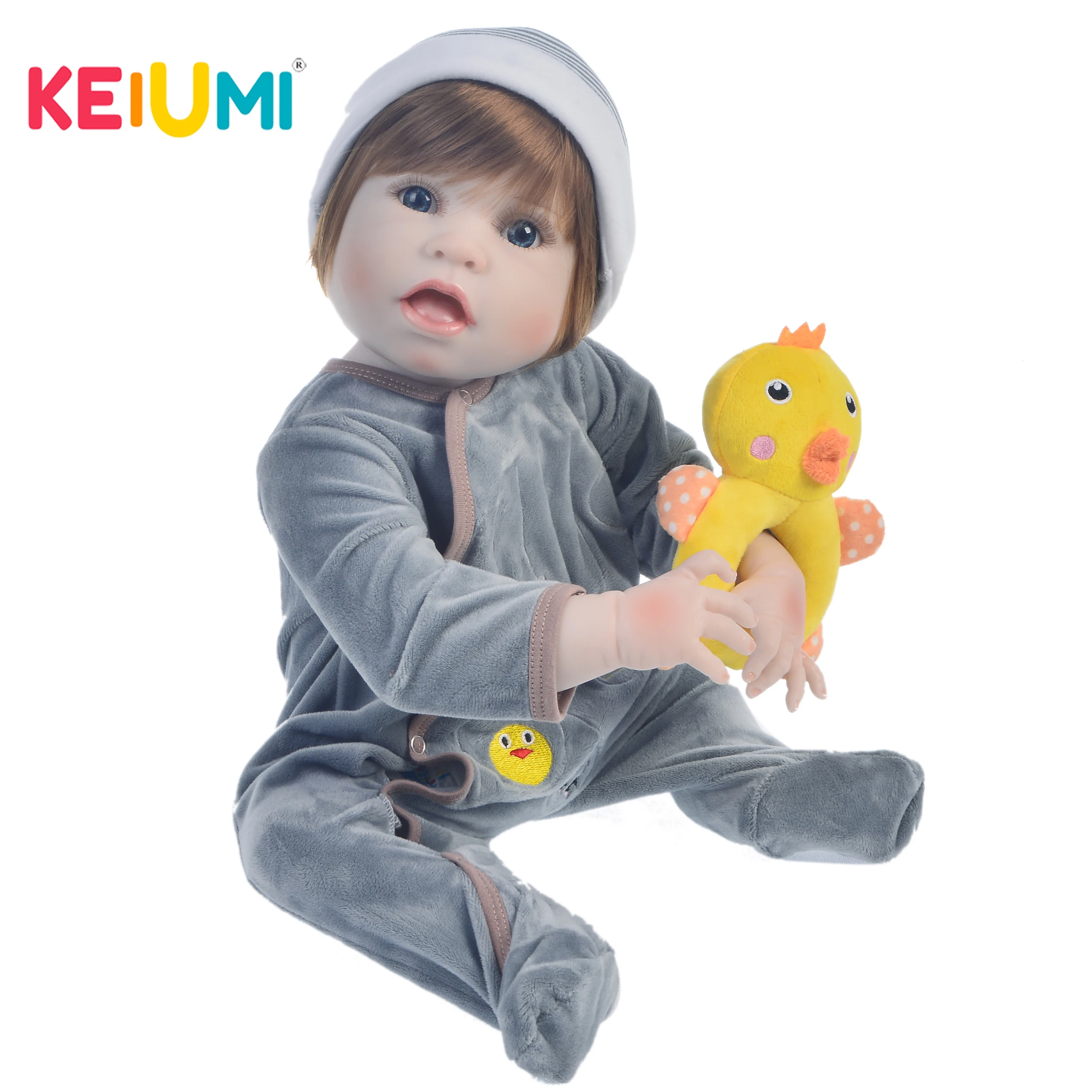 

KEIUMI Newborn Doll 23 Inch Realistic Full Silicone Reborn Baby Boy For Sale Lifelike Alive Dolls Kid Playmate Christmas Gift