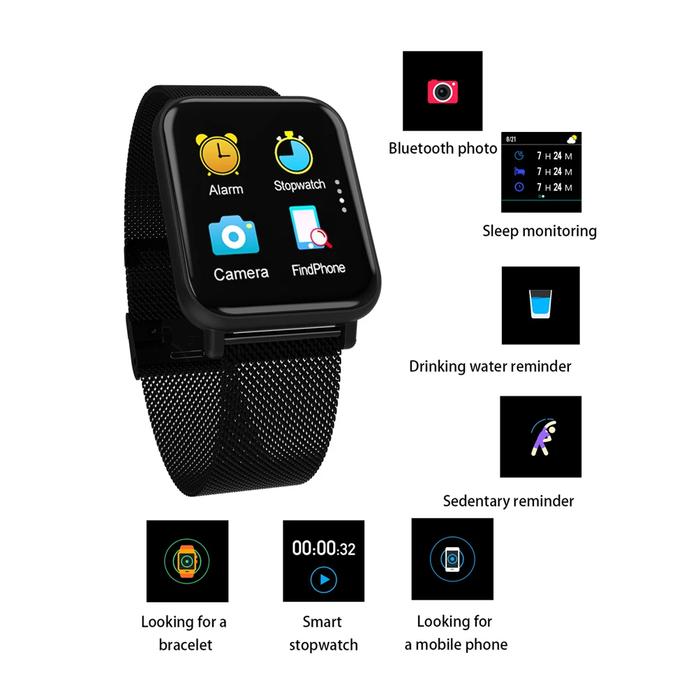 Uhoofit R6 Смарт часы монитор сердечного ритма Фитнес трекер Smartwatch напоминание