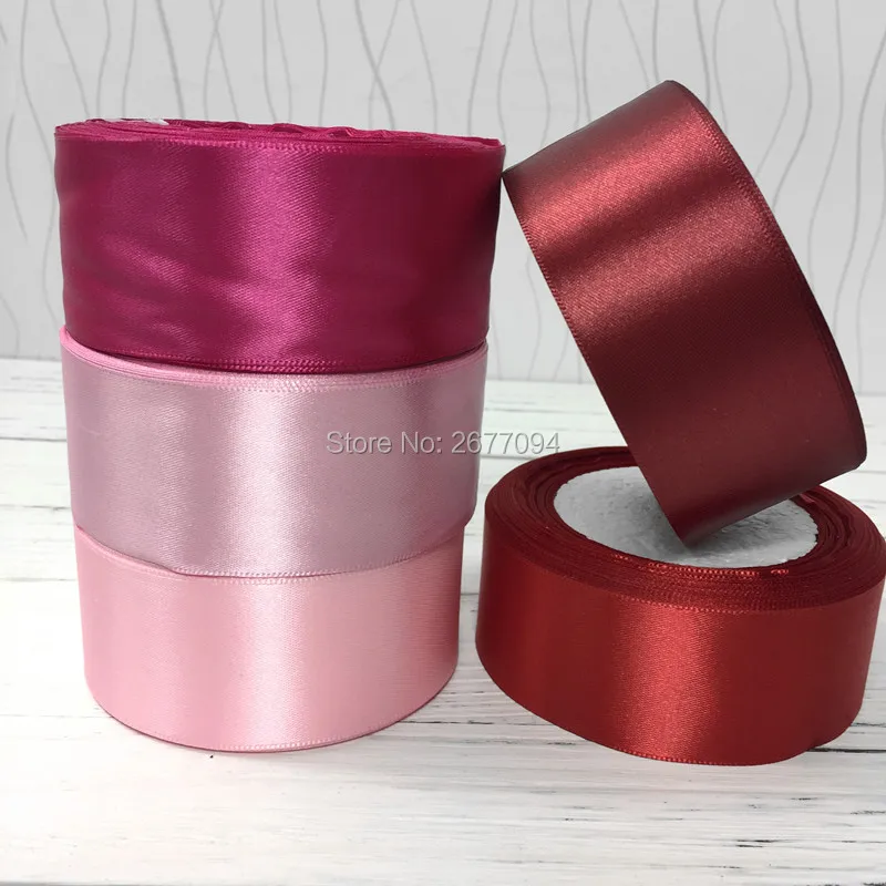 Красная розовая винная атласная лента 40 мм с одним лицом оптовая продажа