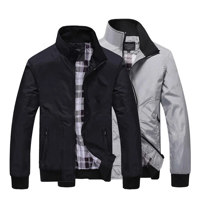 Мужская повседневная куртка со стоячим воротником хлопковая верхняя одежда в