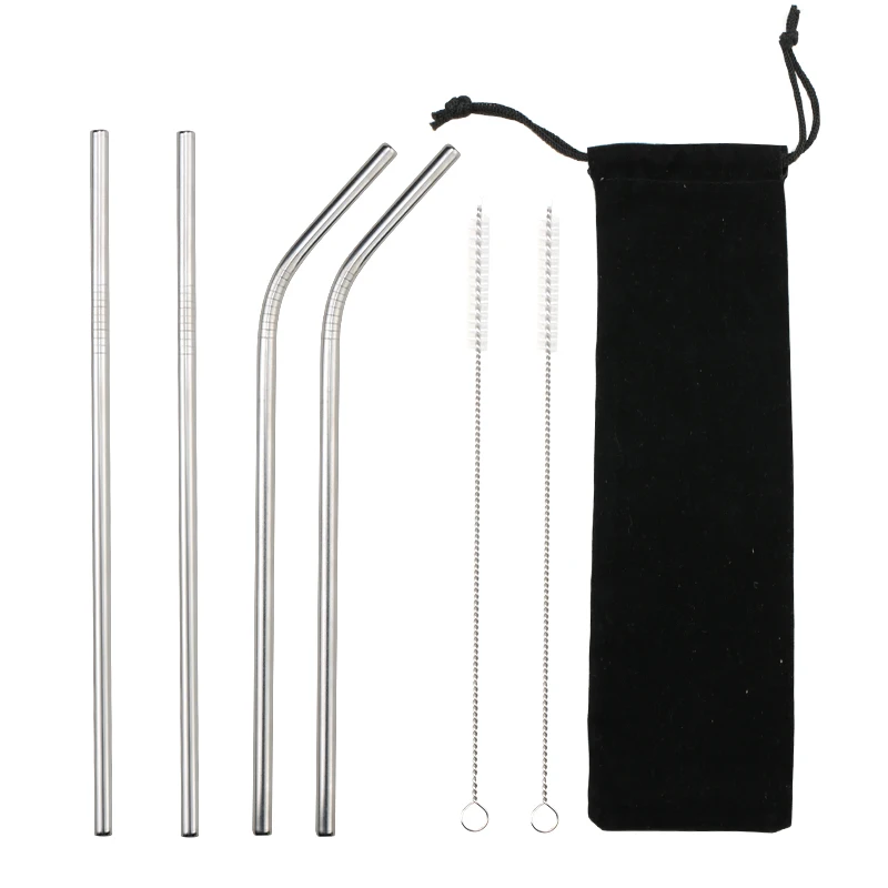 B1 Silver(4Pcs) 2/4 шт. Нержавеющая сталь соломенная многоразовая металла питьевой соломы с чистящая щетка для дома Вечерние Барные аксессуары - Цвет: B1 Silver(4Pcs)
